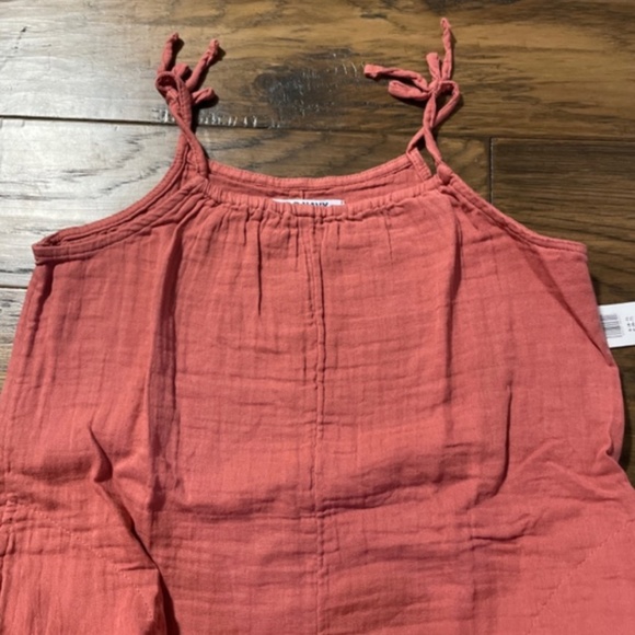 New Old Navy kids romper tie shoulder crinkle cotton size small 6-7 - Picture 3 of 9